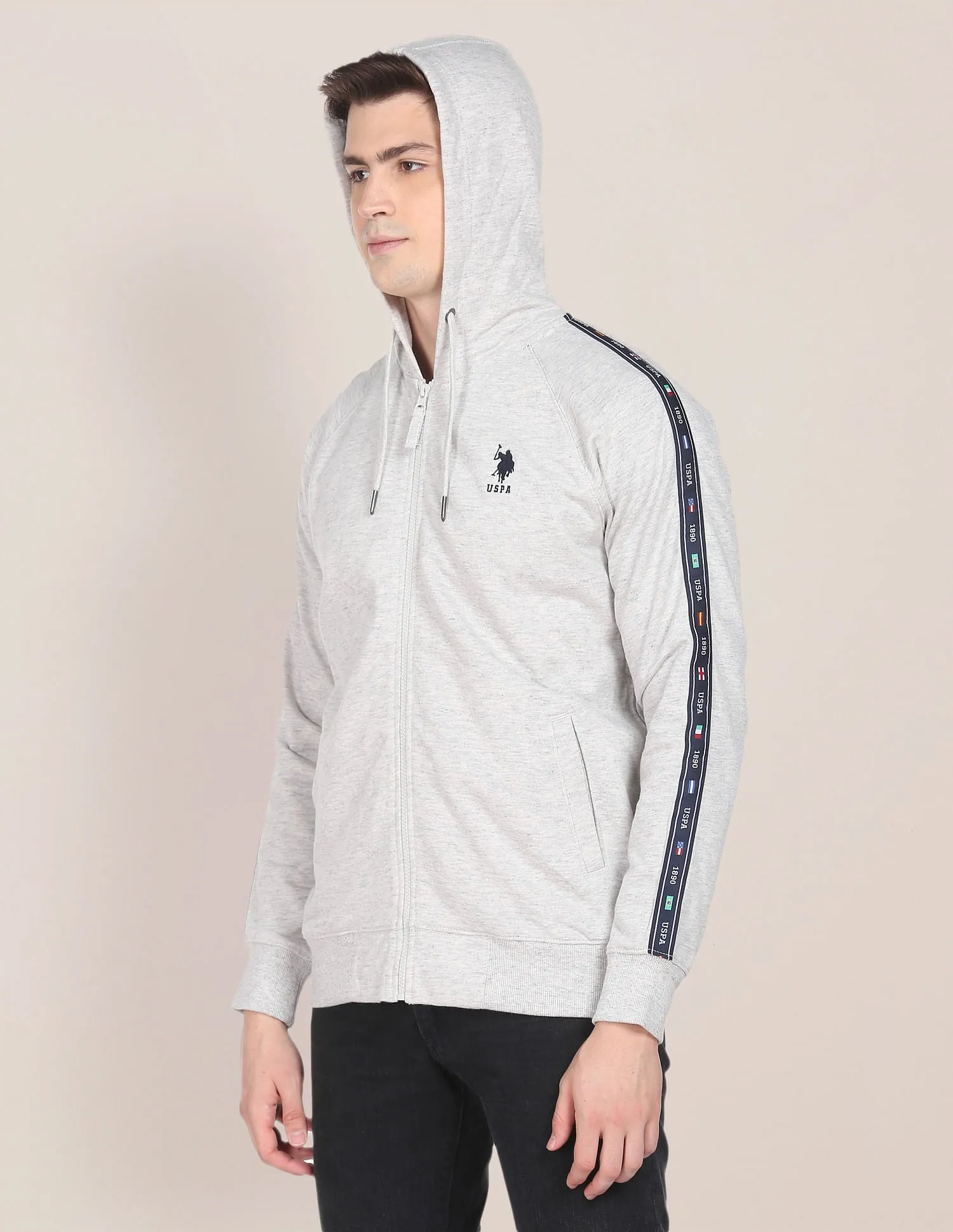 Hooded Full Zip Heathered Sweatshirt