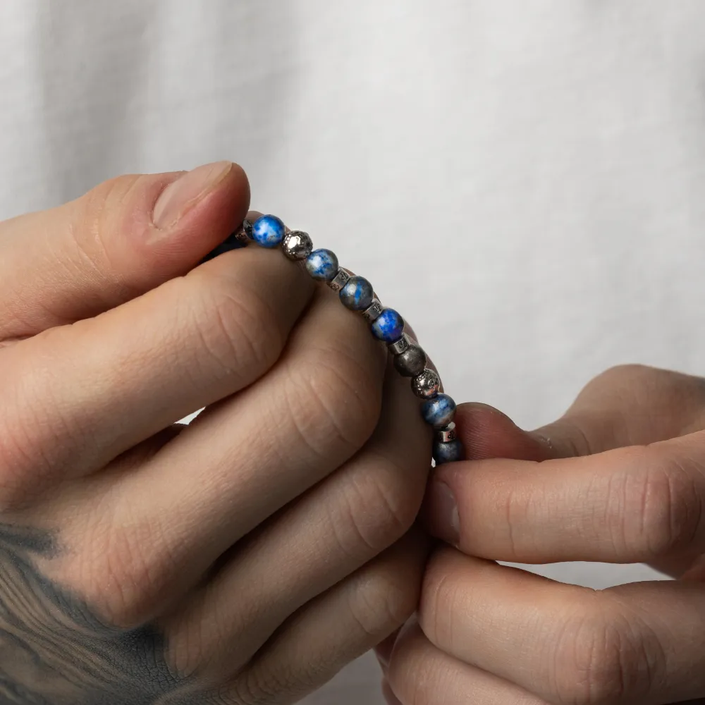 Lapis Lazuli Bead Bracelet - Gold