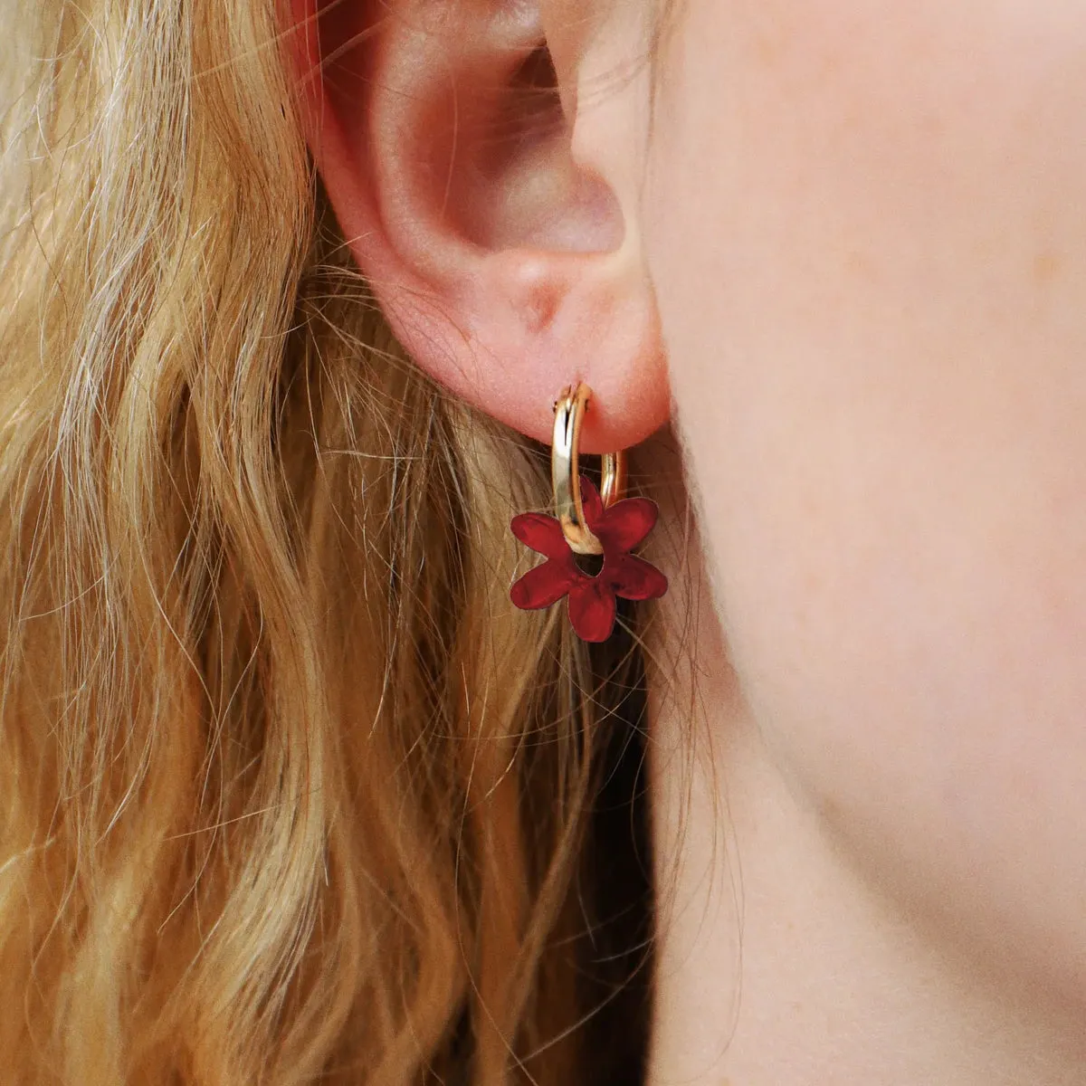 Mini Caia Hoops in Ruby