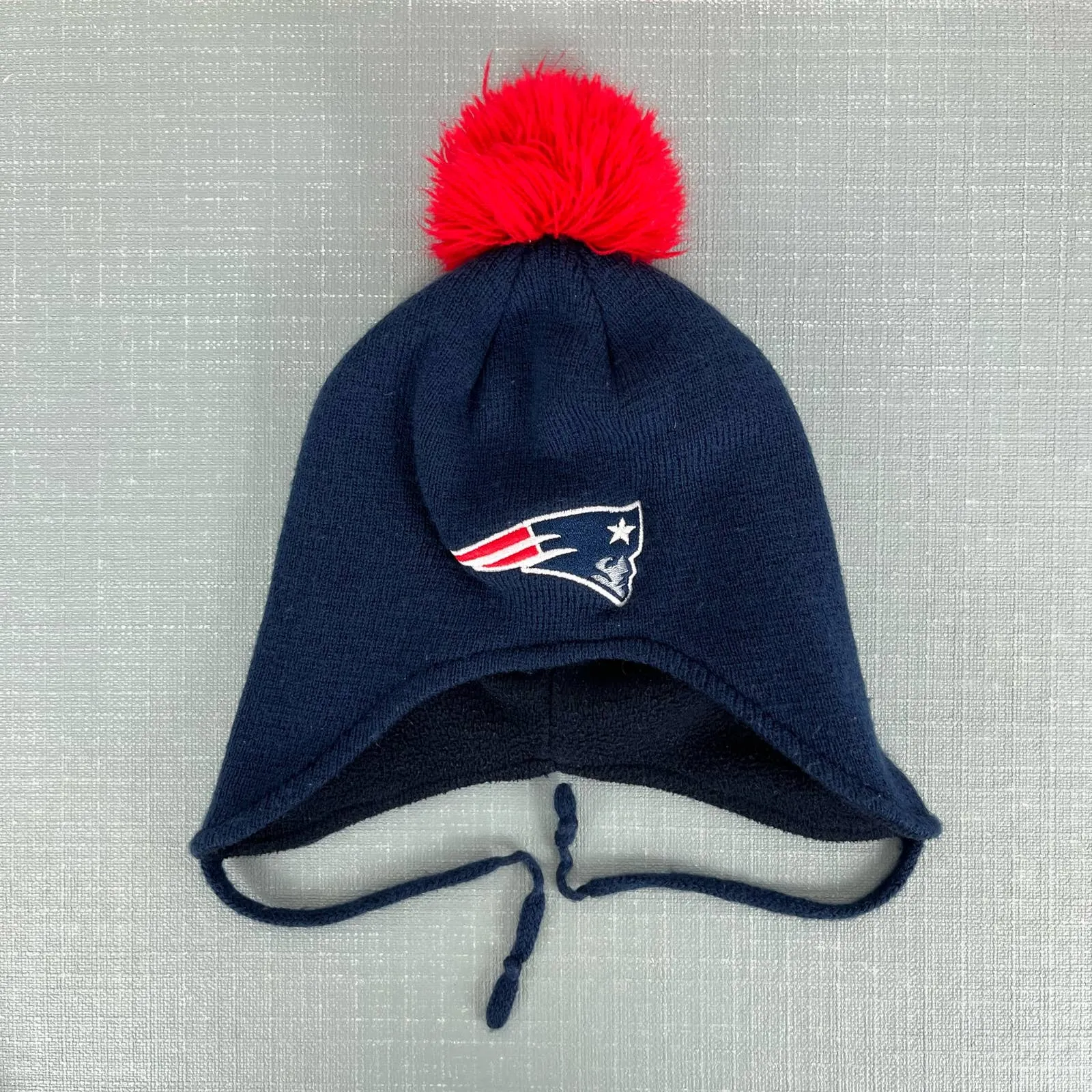 New England Patriots Football Navy Blue Pom Hat Toddler