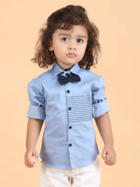 Polka Tots Full Sleeves Lining Shirt - Blue