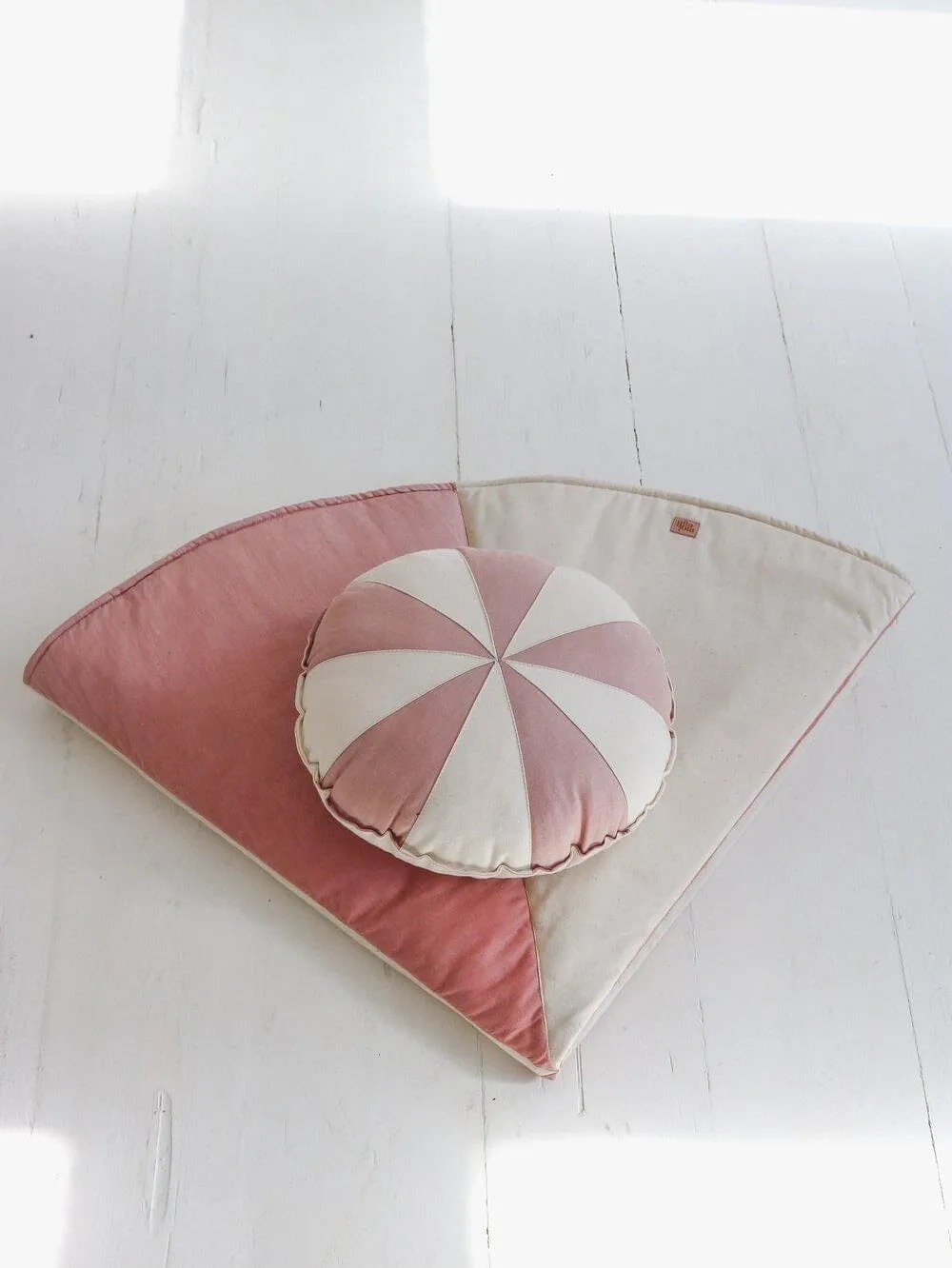 Powder Pink Circus Round Patchwork Pillow