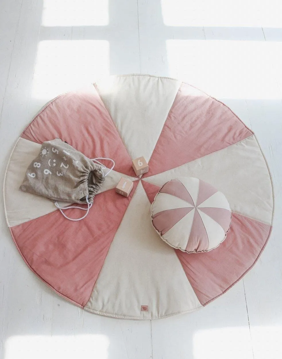 Powder Pink Circus Round Patchwork Pillow