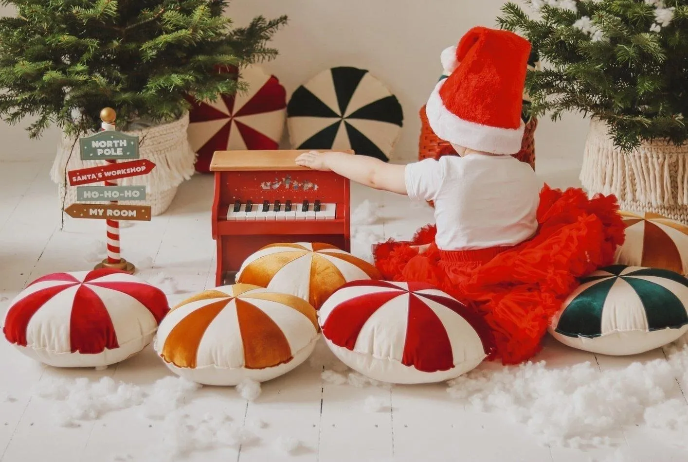 Red Circus Round Patchwork Pillow