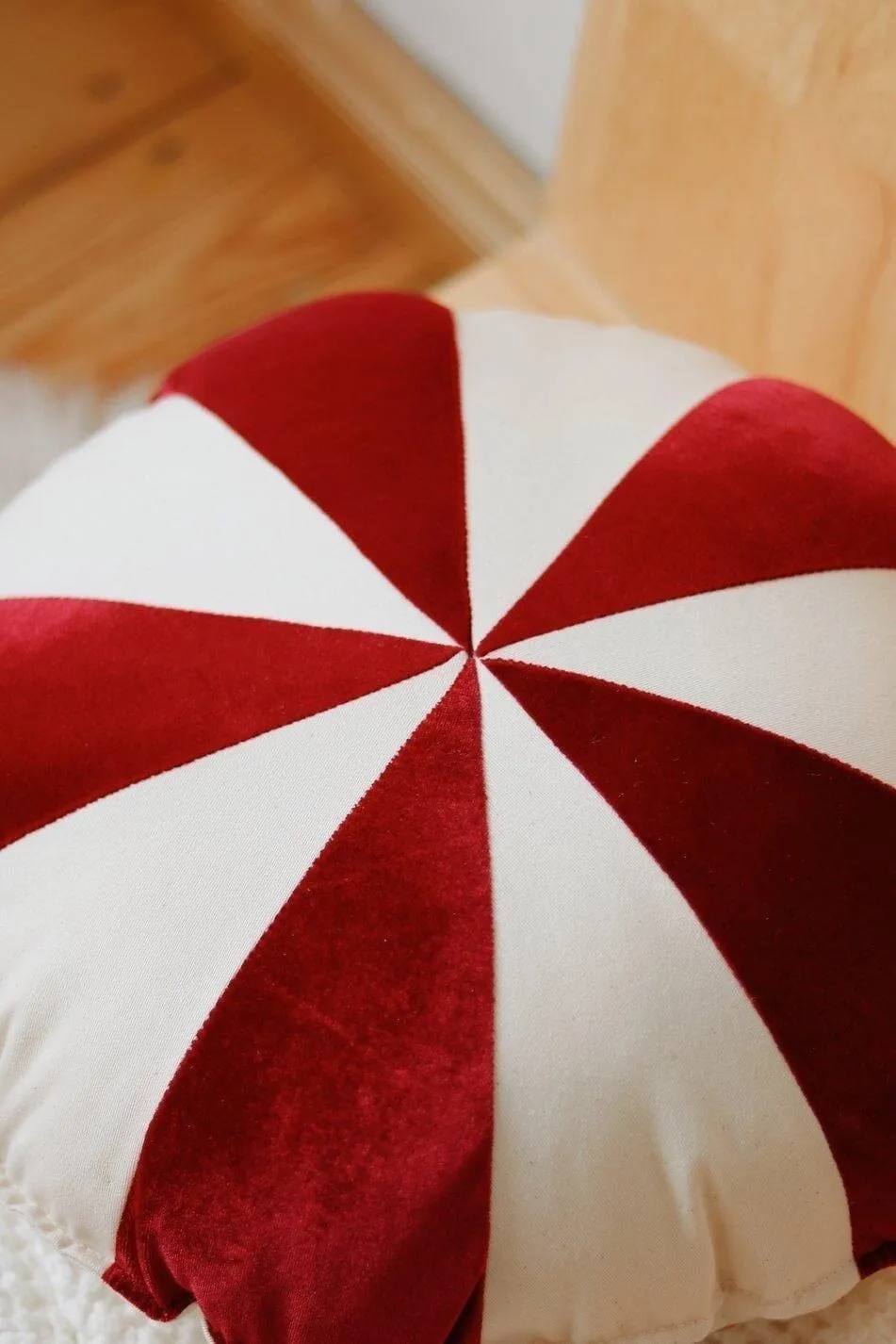 Red Circus Round Patchwork Pillow