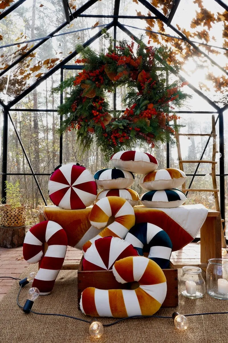 Red Lollipop Patchwork Pillow