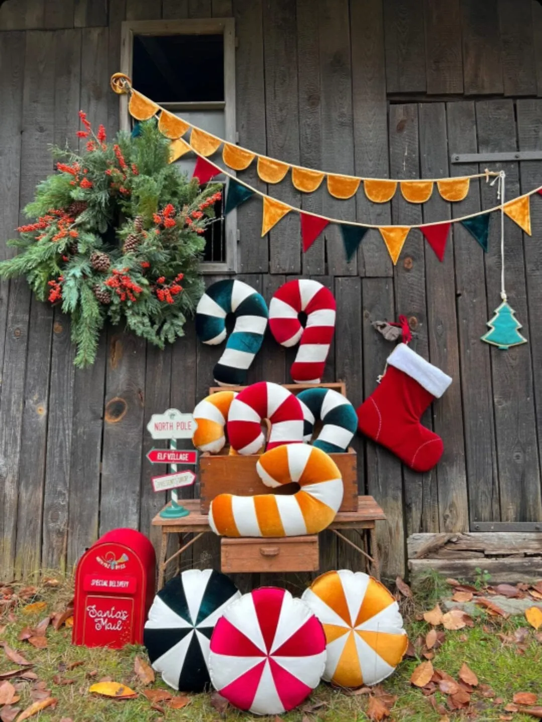 Red Lollipop Patchwork Pillow