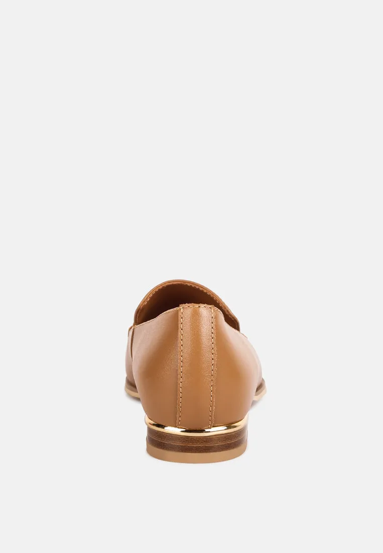 RICHELLI Metallic Sling Detail Loafers in Tan