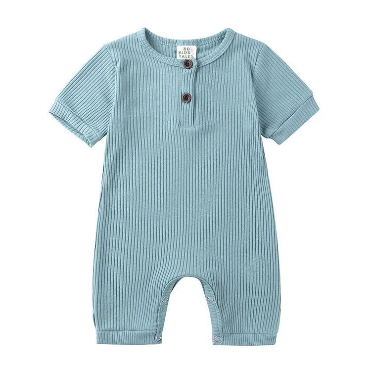 Soild Color Cotton Short Sleeve O-neck toodler Romper 0-24 Months