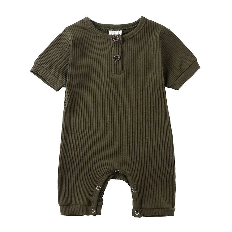 Soild Color Cotton Short Sleeve O-neck toodler Romper 0-24 Months