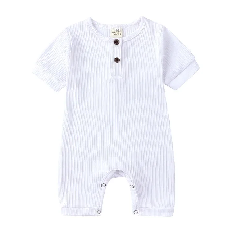 Soild Color Cotton Short Sleeve O-neck toodler Romper 0-24 Months