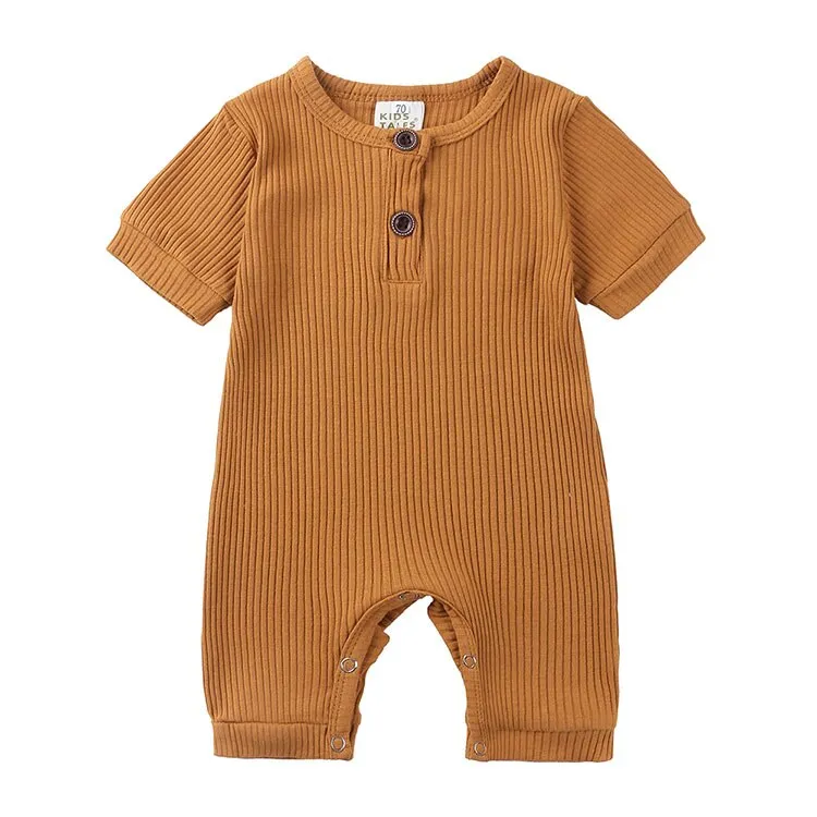 Soild Color Cotton Short Sleeve O-neck toodler Romper 0-24 Months