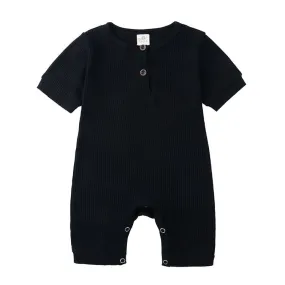 Soild Color Cotton Short Sleeve O-neck toodler Romper 0-24 Months