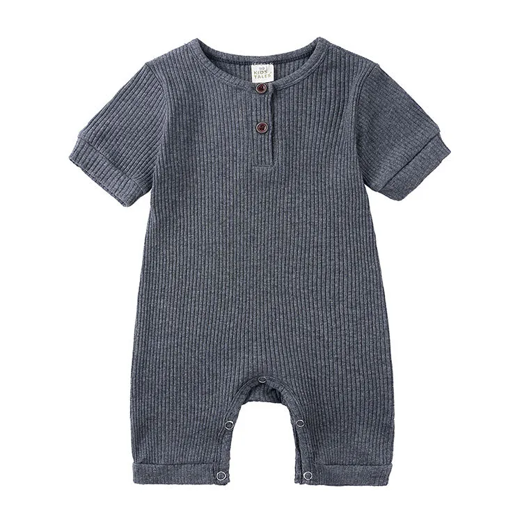 Soild Color Cotton Short Sleeve O-neck toodler Romper 0-24 Months