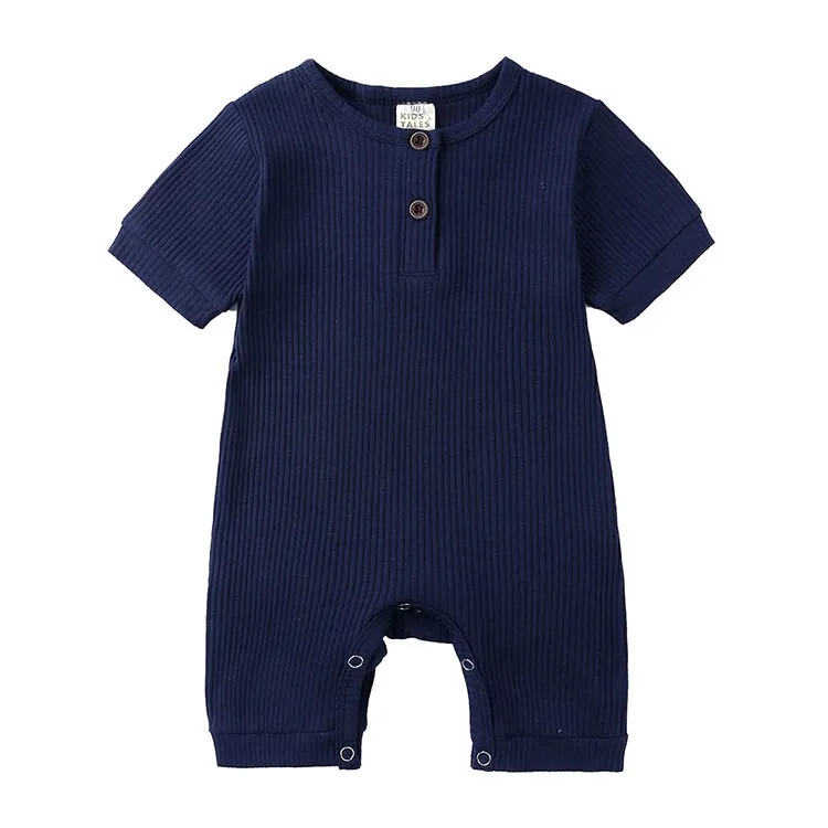 Soild Color Cotton Short Sleeve O-neck toodler Romper 0-24 Months