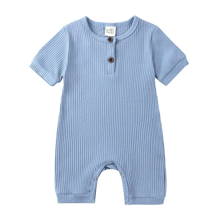 Soild Color Cotton Short Sleeve O-neck toodler Romper 0-24 Months