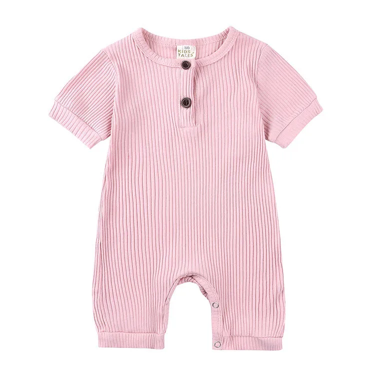 Soild Color Cotton Short Sleeve O-neck toodler Romper 0-24 Months