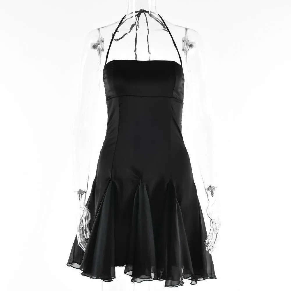 unique hoco dresses Fresh Sweet Style Summer New Fashion off-Neck Halter Backless Short A- line Dress Women