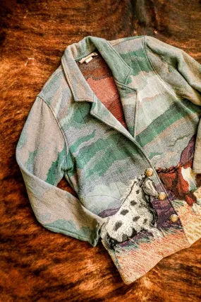 Vintage Western Horse Print Blazer