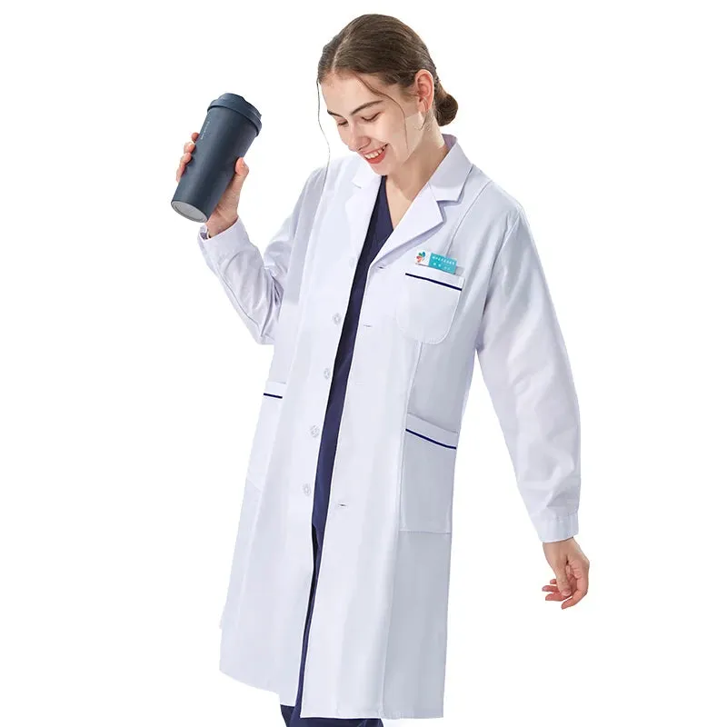 White Lab Coat Robe for Women Men Students Chemistry Healthcare Professionals Nurse