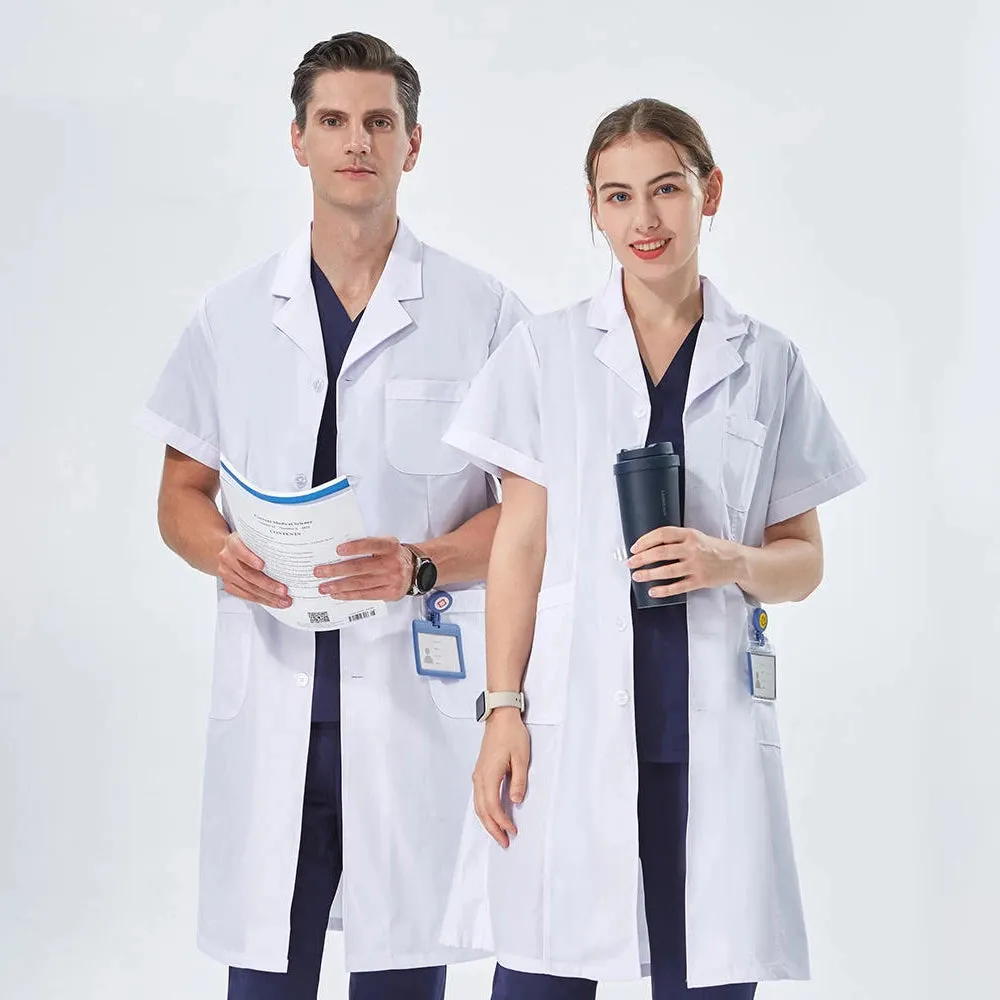 White Lab Coat Robe for Women Men Students Chemistry Healthcare Professionals Nurse