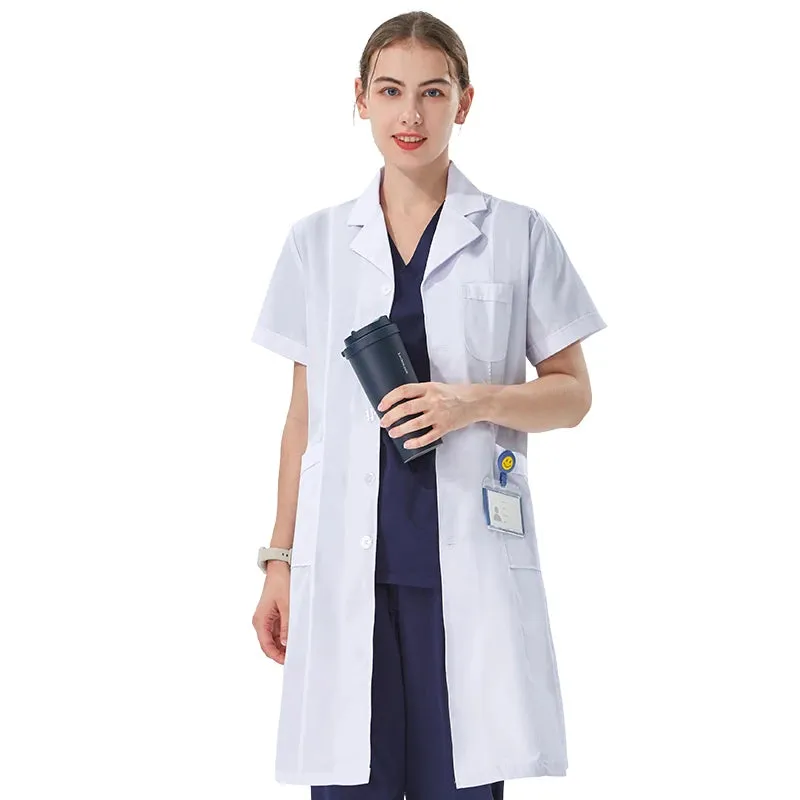 White Lab Coat Robe for Women Men Students Chemistry Healthcare Professionals Nurse