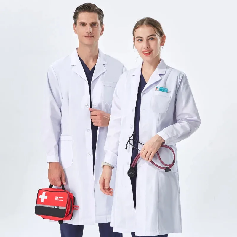 White Lab Coat Robe for Women Men Students Chemistry Healthcare Professionals Nurse