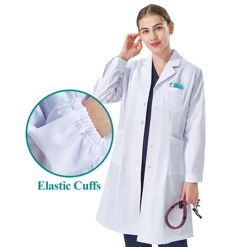 White Lab Coat Robe for Women Men Students Chemistry Healthcare Professionals Nurse