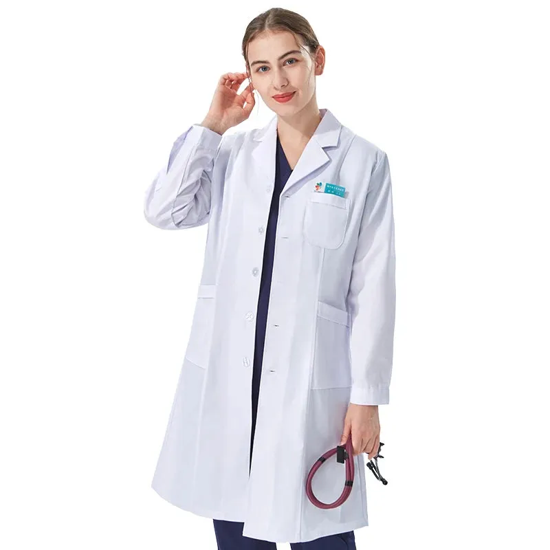 White Lab Coat Robe for Women Men Students Chemistry Healthcare Professionals Nurse