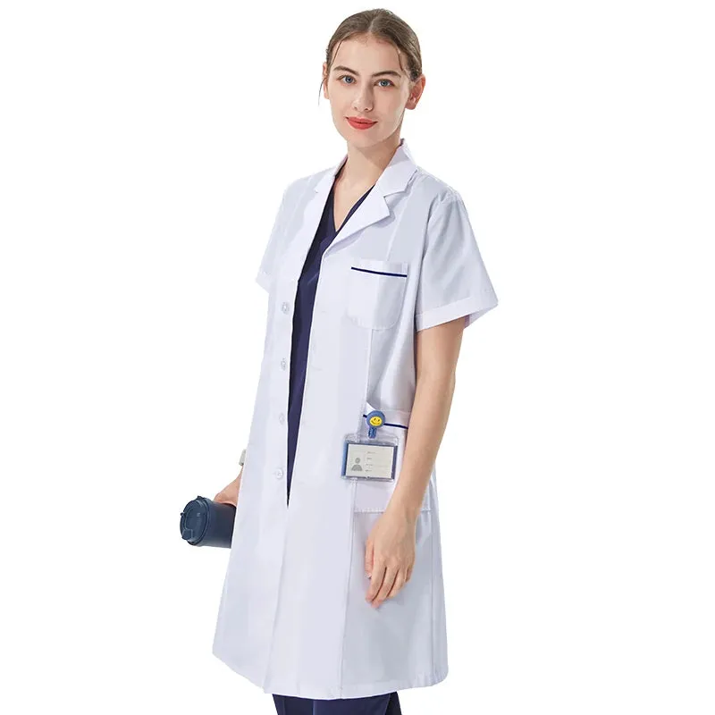 White Lab Coat Robe for Women Men Students Chemistry Healthcare Professionals Nurse