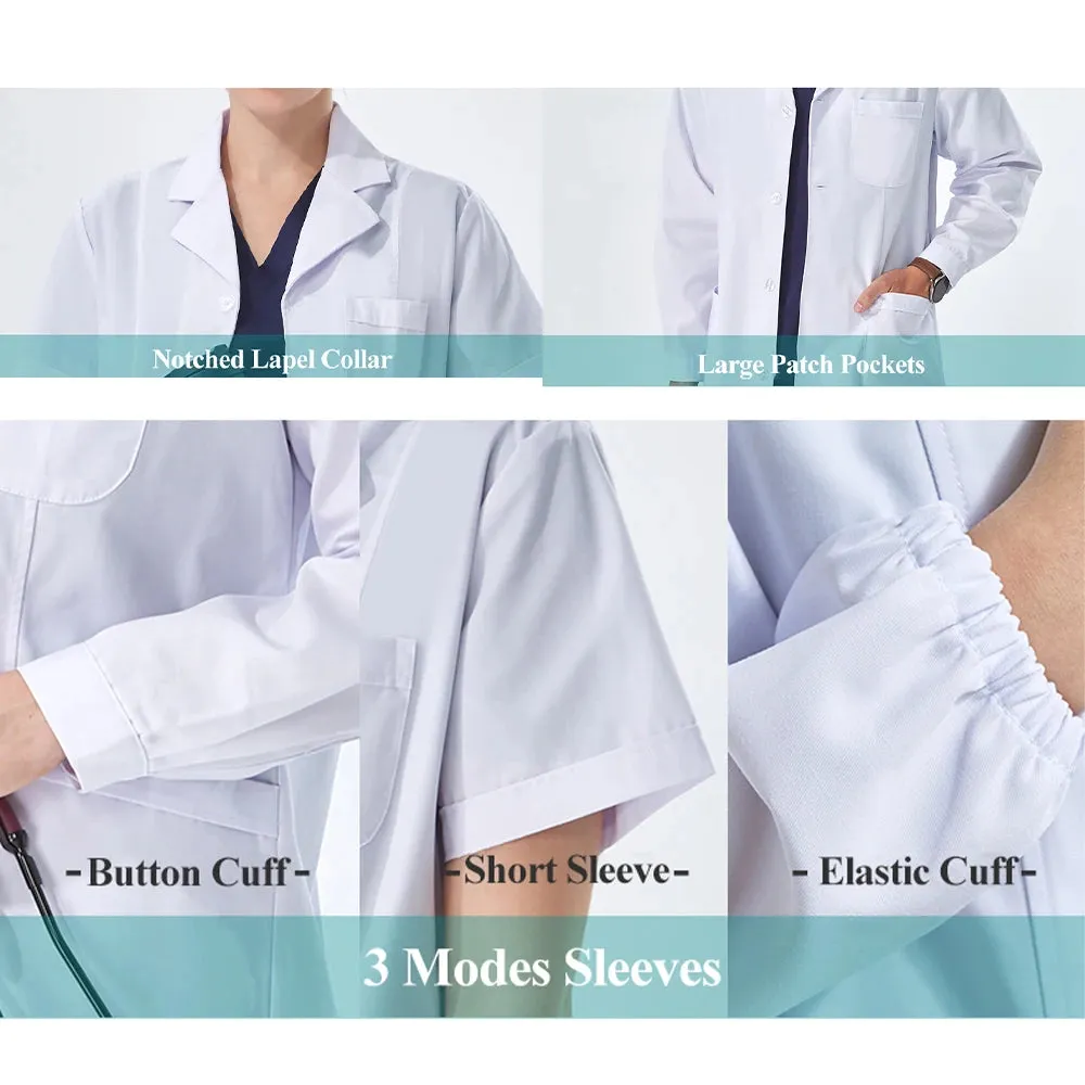 White Lab Coat Robe for Women Men Students Chemistry Healthcare Professionals Nurse